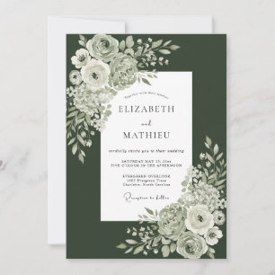 Invitation Mariage Romance Botanique Émeraude