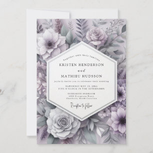 Invitation Mariage Romance Botanique Émeraude