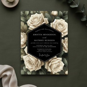 Invitation Mariage Romance Botanique Rose Crème