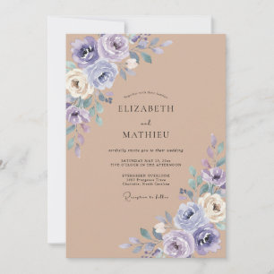 Invitation Mariage Romance Botanique Rose Lavande