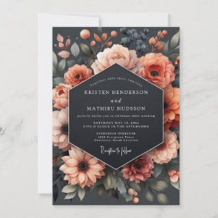 Invitation Mariage Romance d'Automne Floraison de Corail