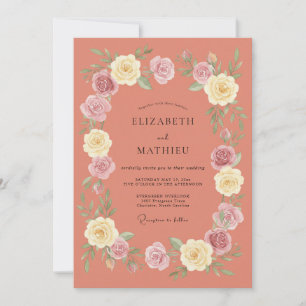 Invitation Mariage Romance de Laurier Floral Terracotta