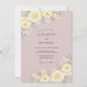 Invitation Mariage Romance Douce Jaune