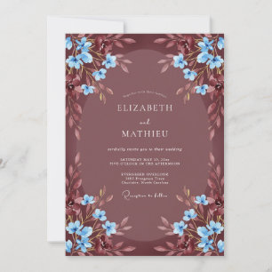 Invitation Mariage Romance Fleur Bleue Bourgogne