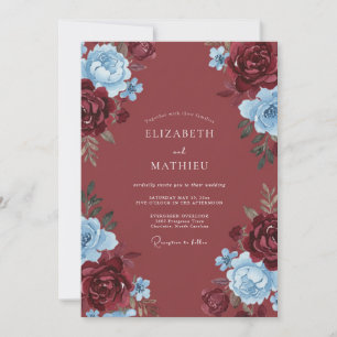 Invitation Mariage Romance Fleur Bleue Bourgogne