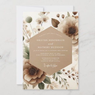 Invitation Mariage Romance Fleur Taupe