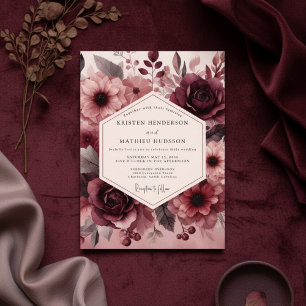 Invitation Mariage Romance Fleurie Bourguignonne