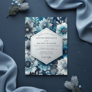 Invitation Mariage Romance Floral Bleu Humeur