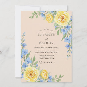 Invitation Mariage Romance Floral Doux Jaune