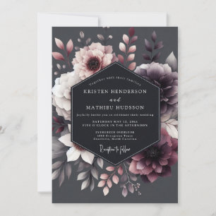 Invitation Mariage Romance Floral Prune Humeur