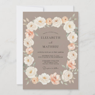 Invitation Mariage Romance Floral Taupe