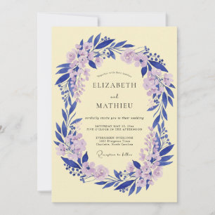 Invitation Mariage Romance Florale Bleu Lavande