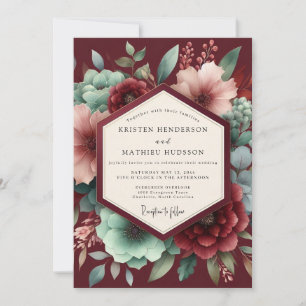 Invitation Mariage Romance Florale Bourguignonne Maussade