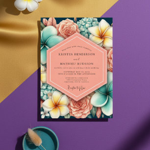 Invitation Mariage Romance Florale Corail