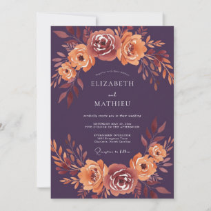 Invitation Mariage Romance Florale d'Automne au Plum