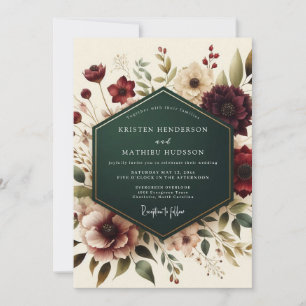 Invitation Mariage Romance Florale d'Automne en Bourgogne
