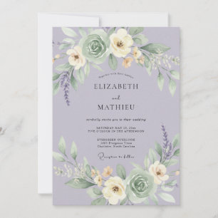 Invitation Mariage Romance Florale Délicate Lavande