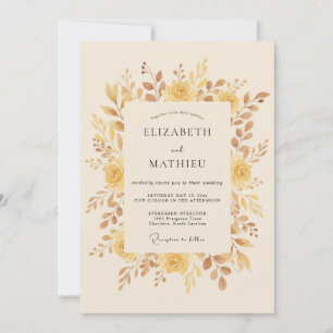 Invitation Mariage Romance Florale Douce Ambre