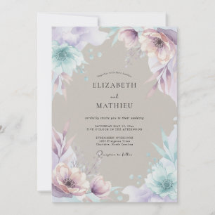 Invitation Mariage Romance Florale Lilas