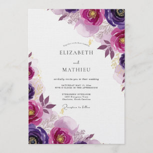 Invitation Mariage Romance Florale Magenta