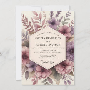 Invitation Mariage Romance Florale Mauve