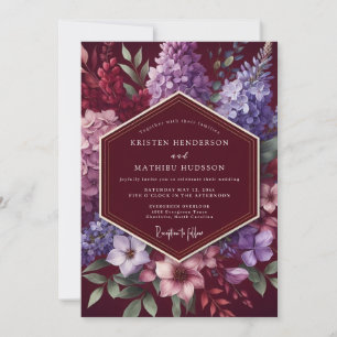 Invitation Mariage Romance Florale Nocturne de Bourgogne