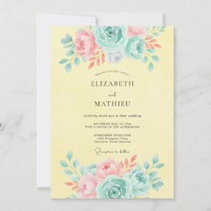 Invitation Mariage Romance Florale Pastel