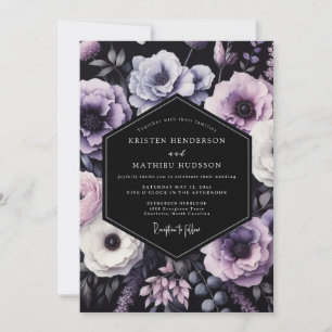 Invitation Mariage Romance Florale Prune Moody