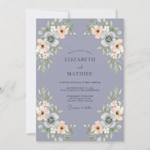 Invitation Mariage Romance Florale Subtile Lavande