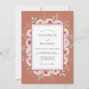 Invitation Mariage Romance Florale Terracotta