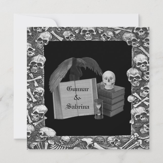 Invitation Mariage Romance noir et blanc de Spellbook de (Devant)