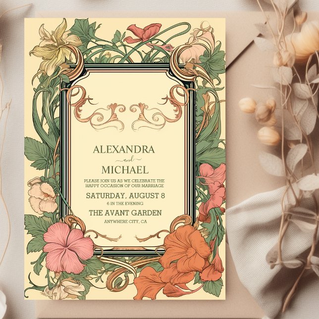 Invitation Mariage romantique Art Nouveau (Créateur téléchargé)