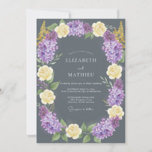 Invitation Mariage Romantique au Charbon de Bois Lilas
