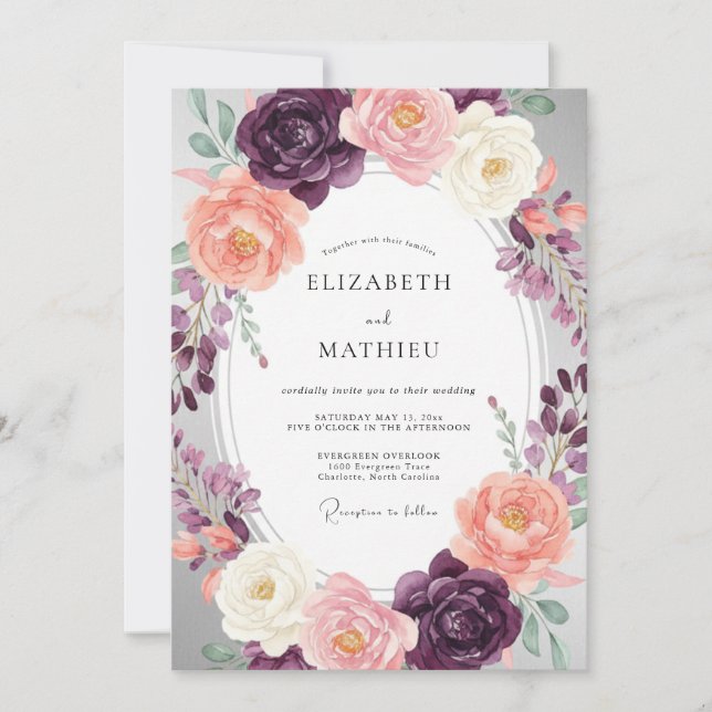 Invitation Mariage Romantique au Plumage Painter (Devant)