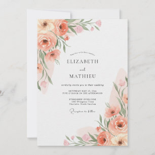 Invitation Mariage Romantique aux Fleurs de Pêcher