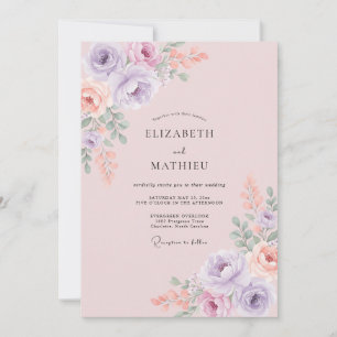 Invitation Mariage Romantique aux Fleurs Douces de Lilas