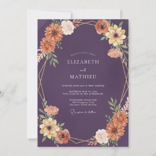 Invitation Mariage Romantique aux Fleurs Sauvages de Teinte O