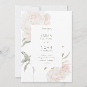 Invitation Mariage Romantique aux Pivoines Douces et Roses
