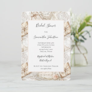 Invitation Mariage Romantique aux Roses Tendres et Lettres d'