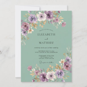 Invitation Mariage Romantique aux Touches de Sauge Violette