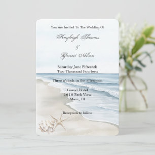 Invitation Mariage romantique Blue Beach Ocean