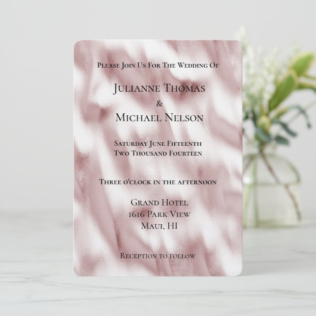Invitation Mariage romantique Blush Pink Glam (Debout devant)