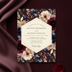 Invitation Mariage Romantique Botanique Crépuscule Bourgogne