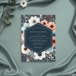 Invitation Mariage Romantique Botanique de la Marine
