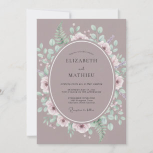 Invitation Mariage Romantique Botanique Fleur Mauve