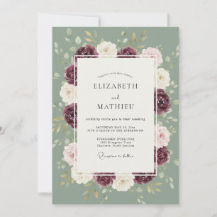 Invitation Mariage Romantique Botanique Impressionniste au Pr