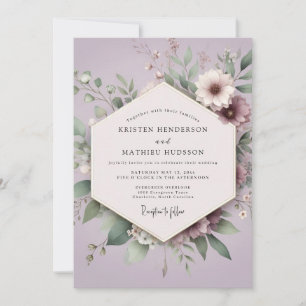 Invitation Mariage Romantique Botanique Lilas