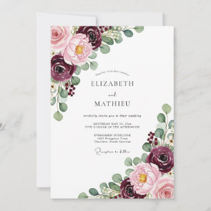 Invitation Mariage romantique botanique luxuriant de Bourgogn