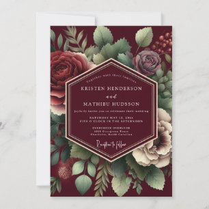 Invitation Mariage Romantique Botanique Luxuriant en Bourgogn