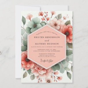 Invitation Mariage Romantique Botanique Rose Poussiéreuse